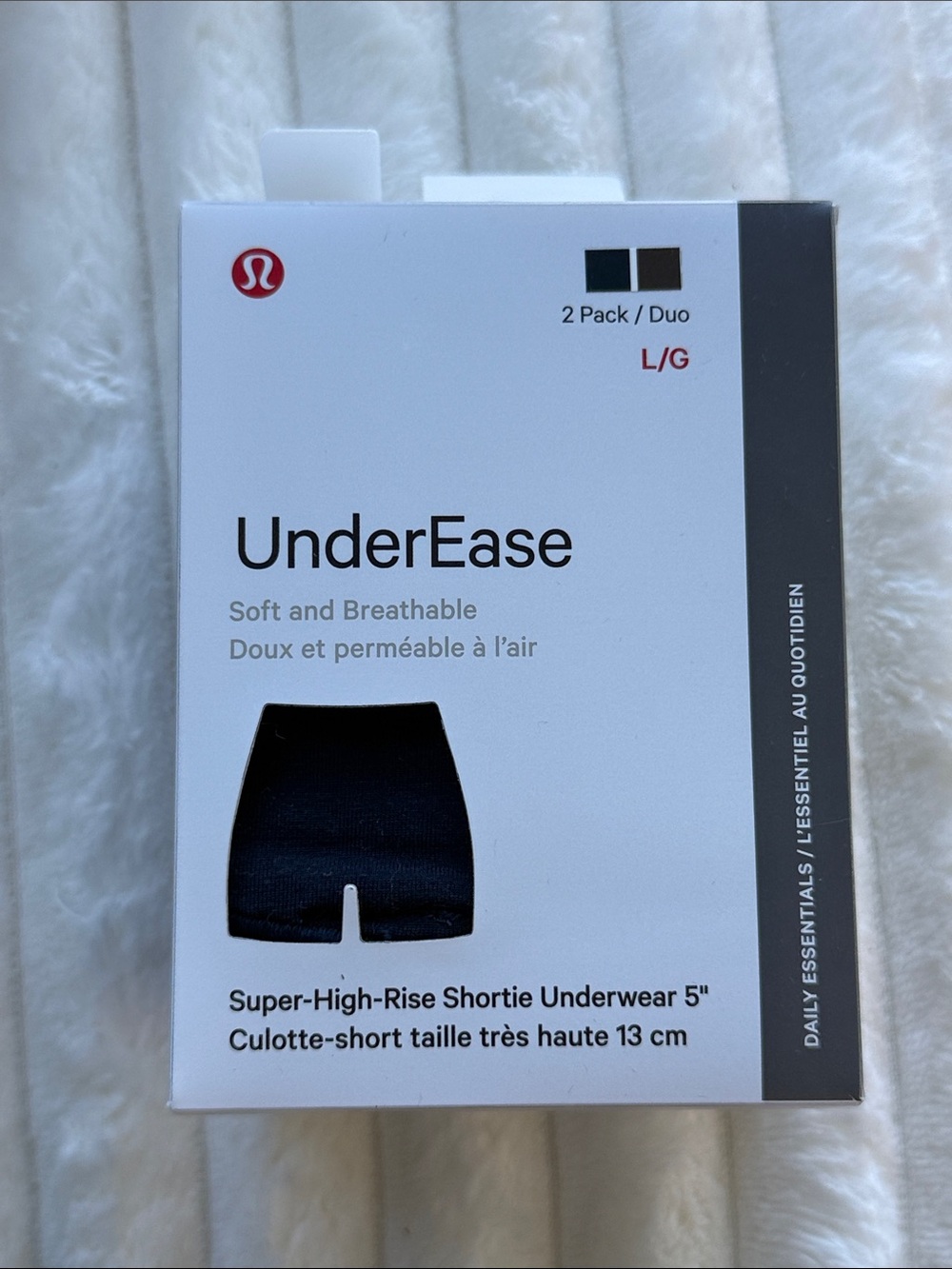 Lululemon UnderEase Super-High-Rise Shortie Underwear 5" 2-Pack Large NWT
